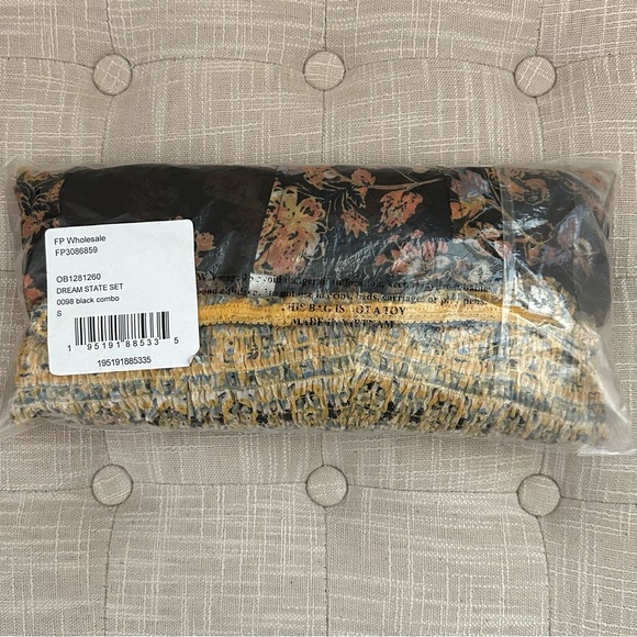 NWT Free People Intimately Black Tan 2 Piece Kimono & Shorts Set Size S - Picture 6 of 9